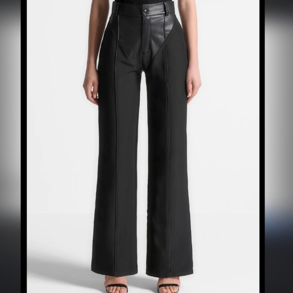 GORGEOUS Vegan Leather &Woven Trousers - Picture 2 of 16